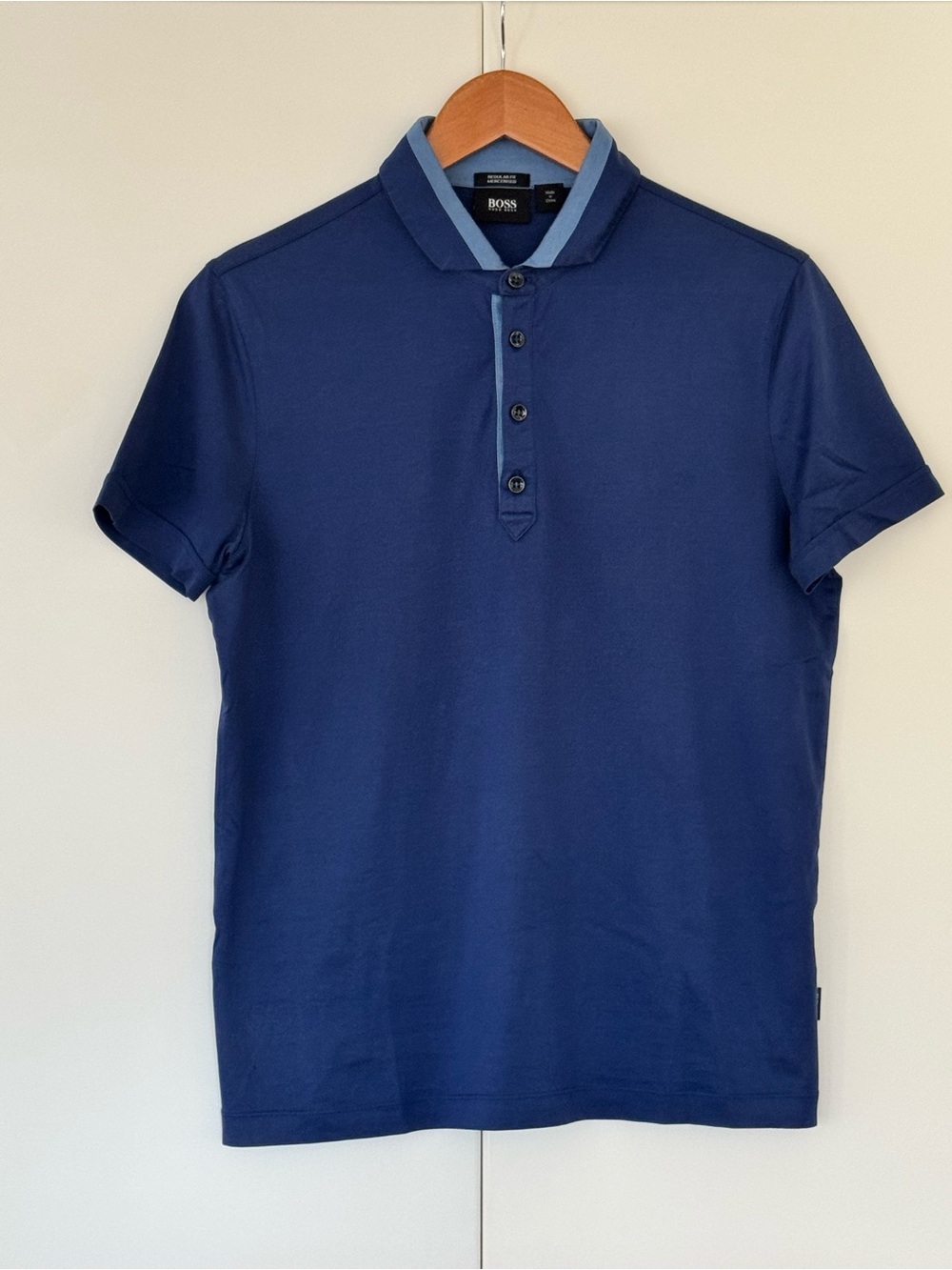 Hugo Boss Mercerised Cotton Polo – Navy (Size S)